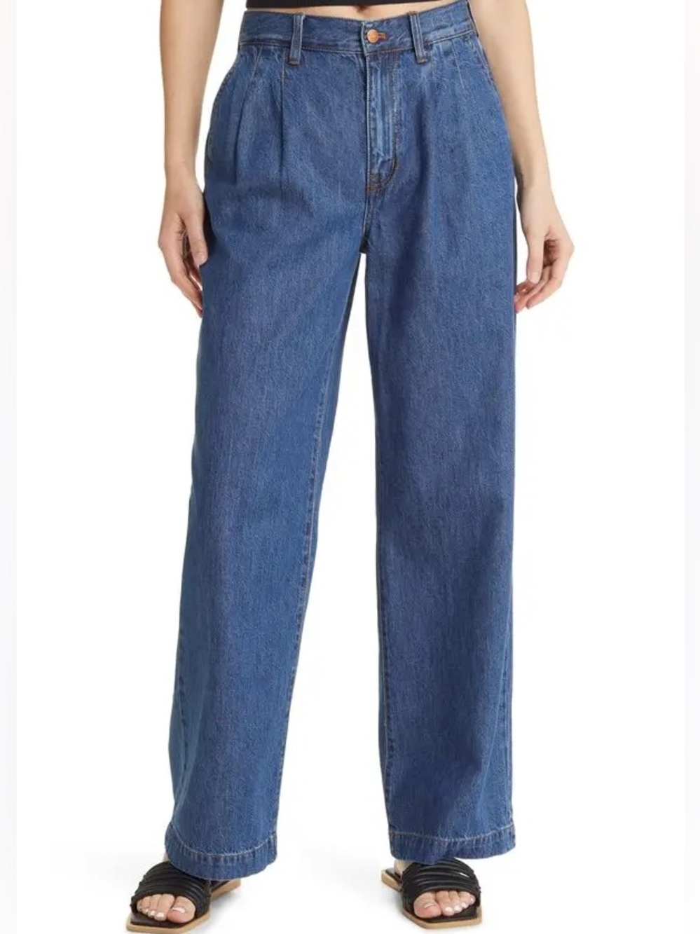 Madewell Baggy Straight Jeans Size 31 Lightweight Drapey Denim Pleated Trouser